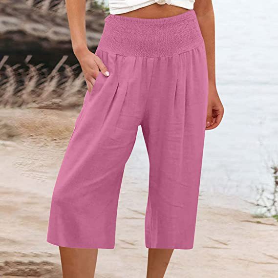 Pantaloni corti da donna con elastico in vita