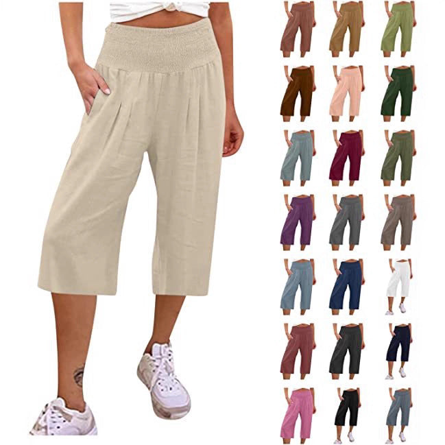 Pantaloni corti da donna con elastico in vita