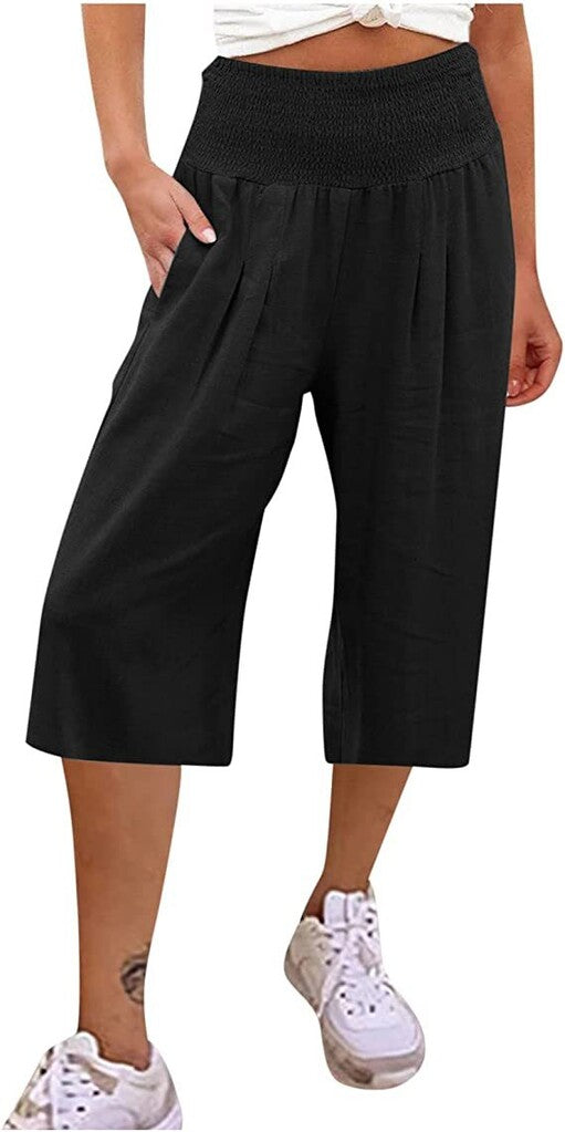 Pantaloni corti da donna con elastico in vita