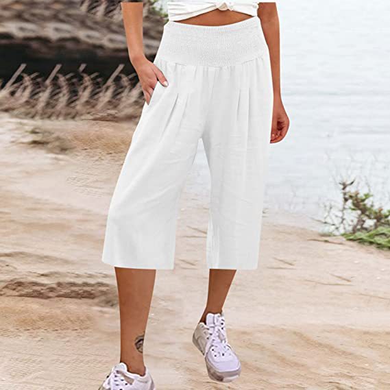 Pantaloni corti da donna con elastico in vita