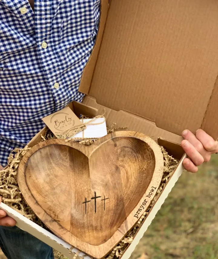🔥Ultimo giorno 49% DI SCONTO - ✝️Set di ciotole da preghiera in legno a forma di cuore realizzate a mano🎁Regalo per la riflessione fedele e la devozione quotidian