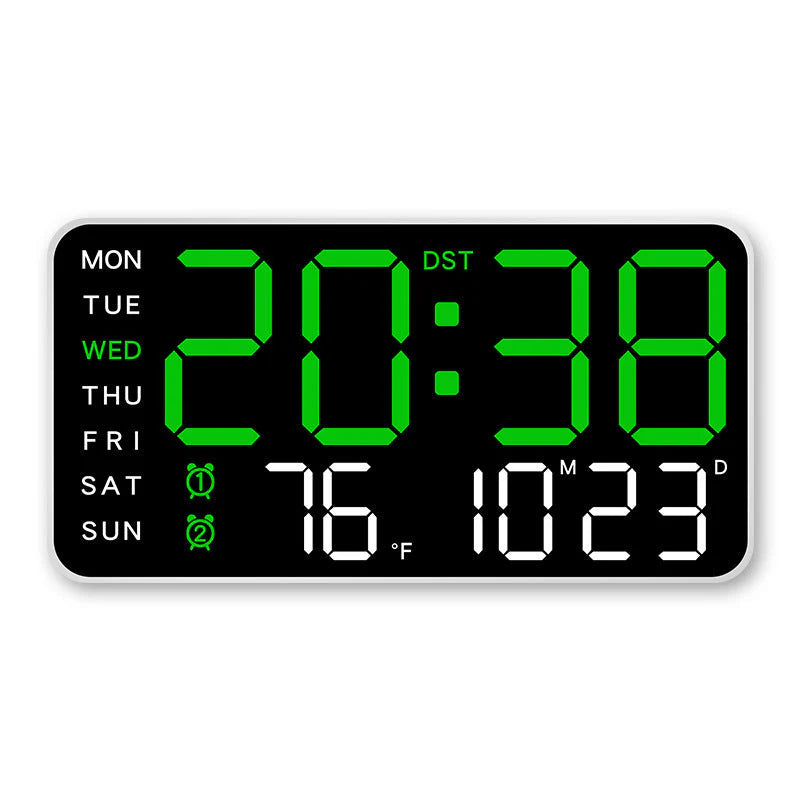 Grande orologio da parete digitale con display LED, datario e termometro, regalo perfetto per gli anziani, decorazione per il soggiorno e la camera da letto