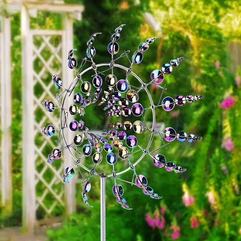 Scultura cinetica alimentata dal vento Magico mulino a vento in metallo