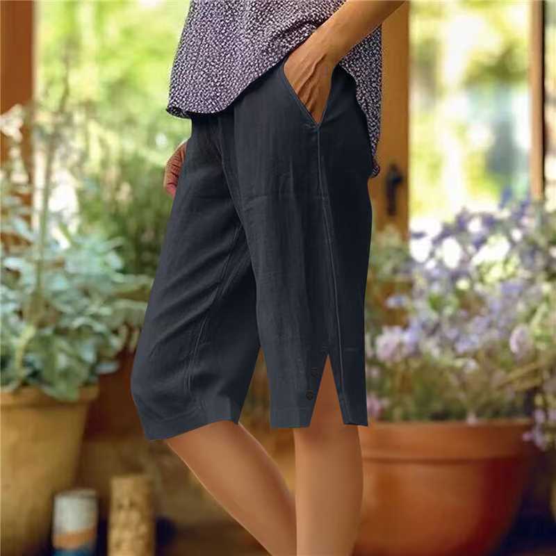 📢Sconto del 50% a tempo limitato👖Pantaloni capri casual da donna a tinta unita con tasche