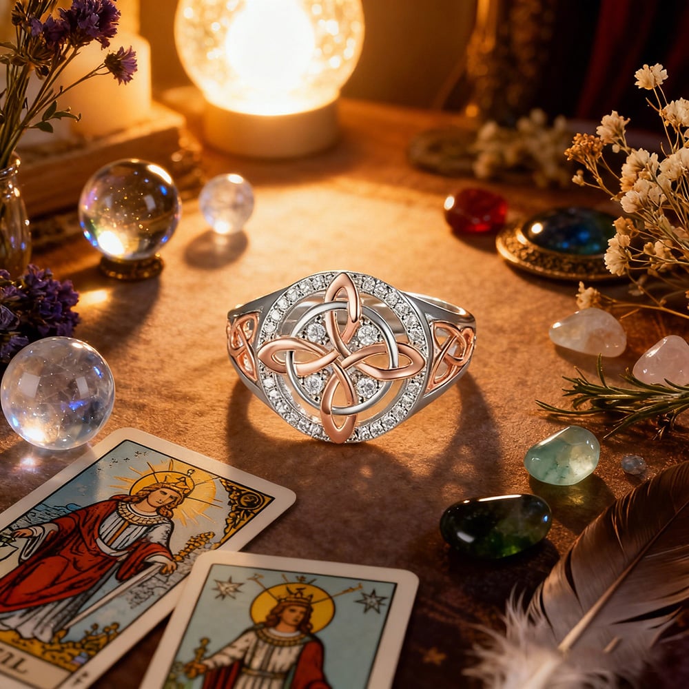 🔮💍Anello protettivo con nodo del ritorno della strega fatto a mano💞Proteggi i tuoi cari