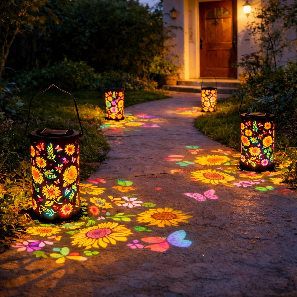 Lampada da giardino colorata a energia solare con effetto girasole
