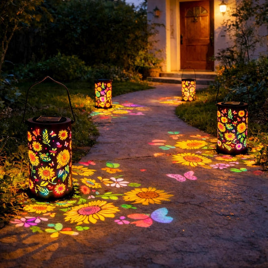 Lampada da giardino colorata a energia solare con effetto girasole