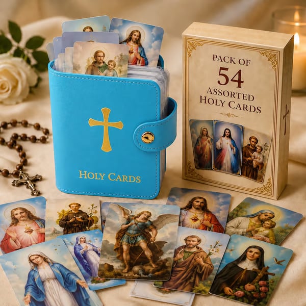 ✝️ Porta immagini sacre in vera pelle cattolica – Organizer tascabile per immagini sacre con chiusura a scatto