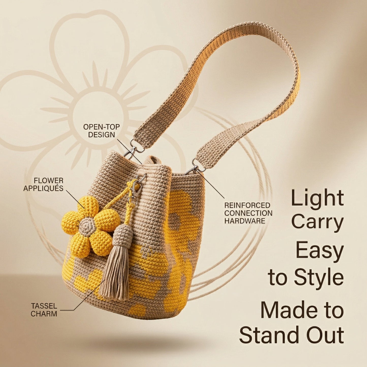 🌼✨Borsa a mano con fiori all'uncinetto