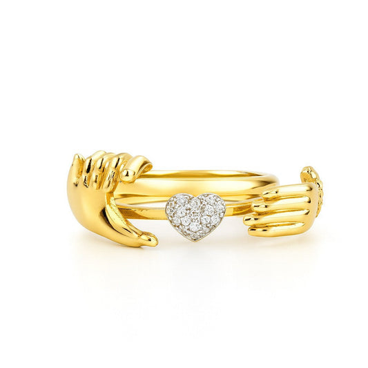 💞 Anello Cuore Mani Aperte