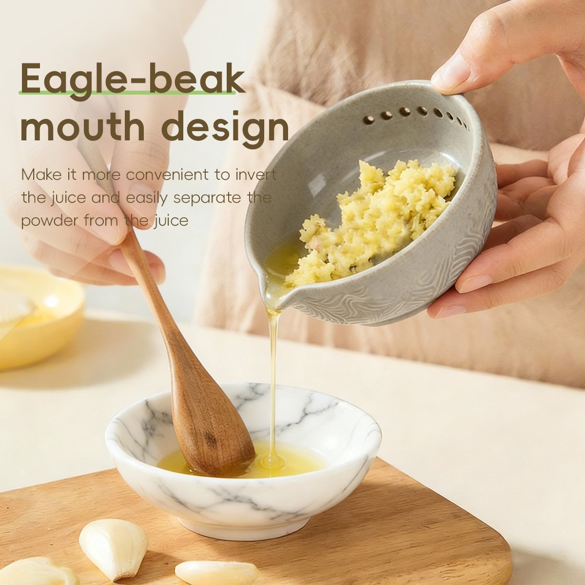 🌿Grattugia per aglio fatta a mano x Ciotola per erbe aromatiche