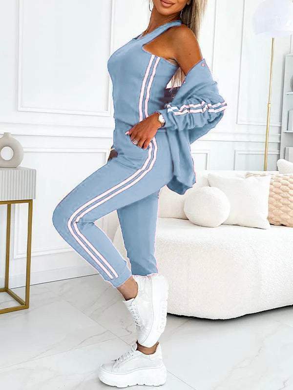 Set tre pezzi da donna con giacca e pantaloni da baseball