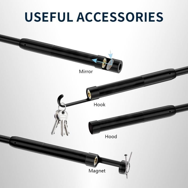 Telecamera endoscopica da 5 metri con luce per iPhone e Android, boroscopio impermeabile IP67 HD 480P con 8 luci LED regolabili, telecamera semi-rigida a serpente, 8 mm nera, strumento diagnostico