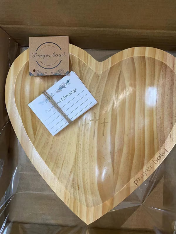 🔥Ultimo giorno 49% DI SCONTO - ✝️Set di ciotole da preghiera in legno a forma di cuore realizzate a mano🎁Regalo per la riflessione fedele e la devozione quotidian