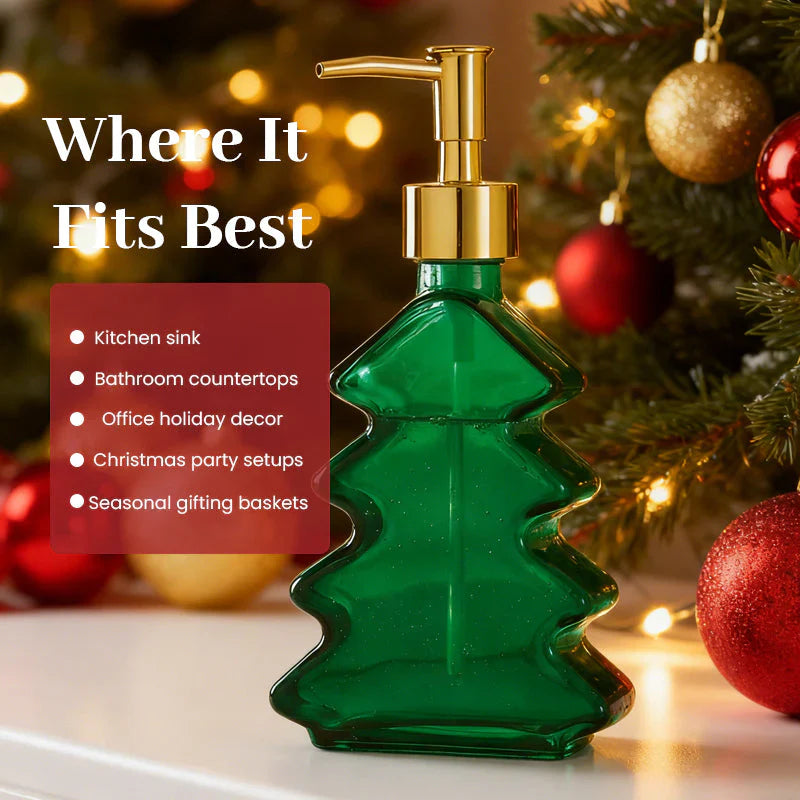 🔥Saldi natalizi 49% di sconto🎄Dispenser per sapone in vetro a forma di albero di Natale