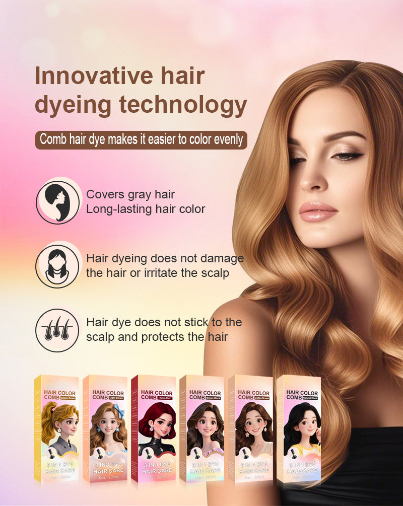 🟧Pettine 3 in 1 per la tintura dei capelli | Tintura dei capelli facile da fare a casa grazie al pennello integrato