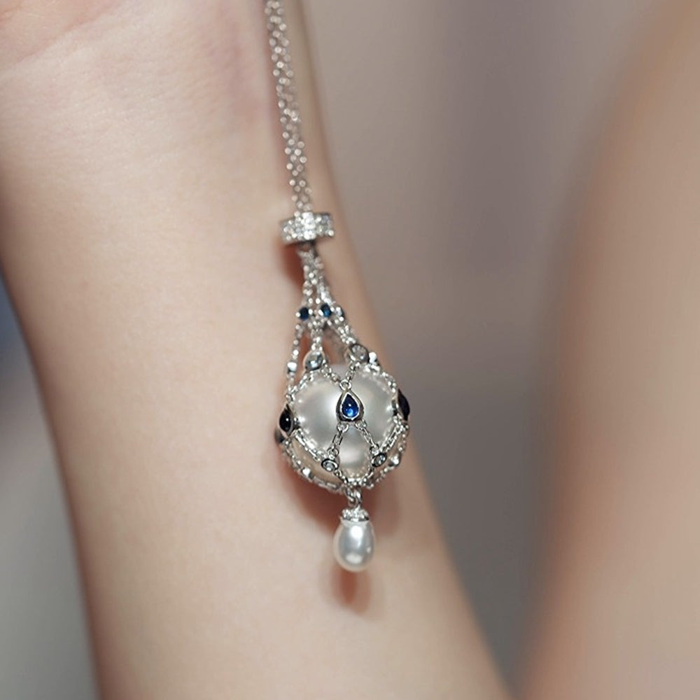 14,0-15,0 mm Perla d'acqua dolce e gemma blu Pendente Lavalier🔥Saldi natalizi 49% di sconto🎄
