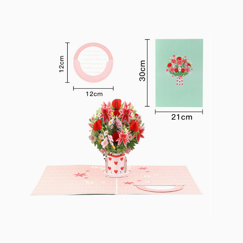 Biglietto con bouquet di fiori in carta 3D