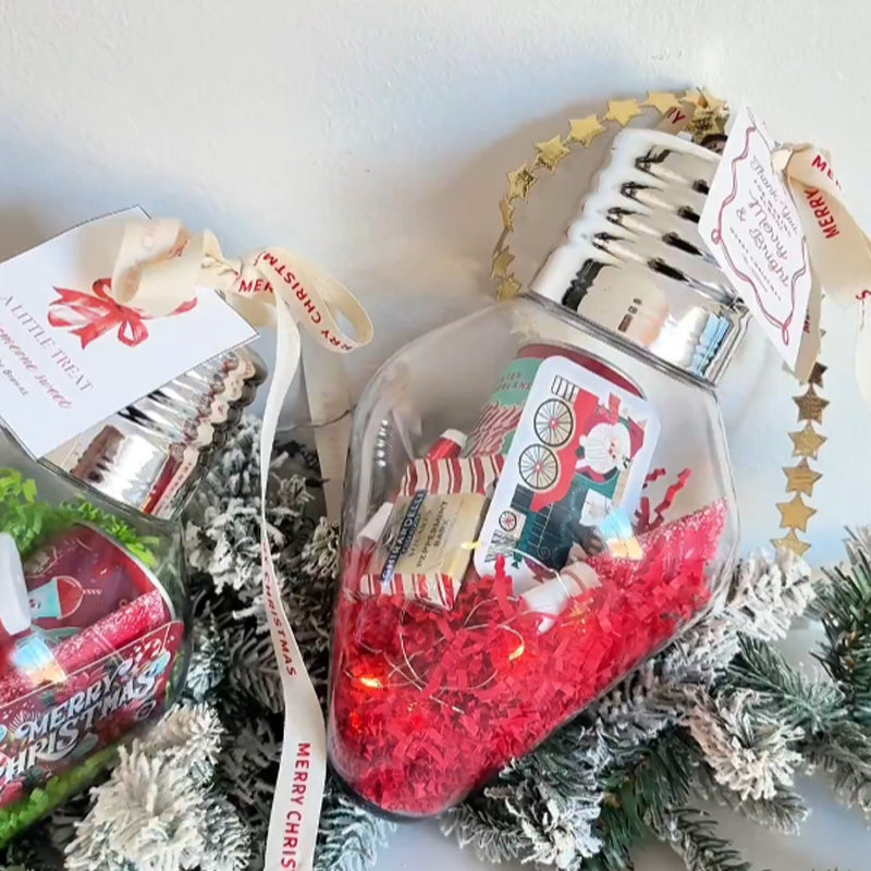 Barattolo regalo natalizio a forma di lampadina