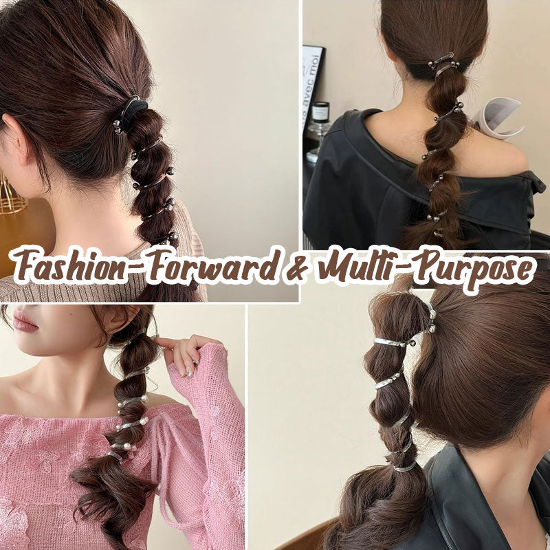 Cravatta per capelli dritta a spirale con perle