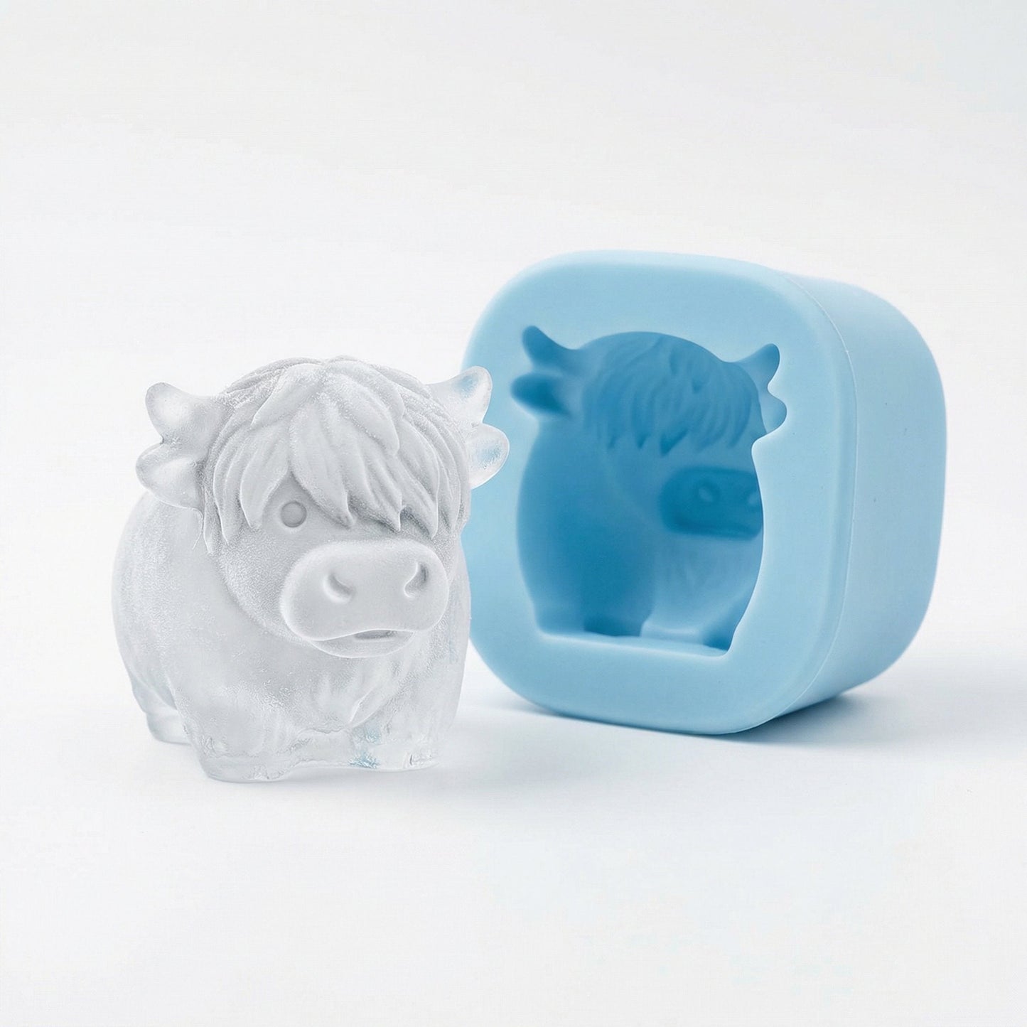 🐮 Stampo per cubetti di ghiaccio a forma di mini mucca delle Highlands – Simpatici cubetti di ghiaccio 3D per bevande, feste e regali