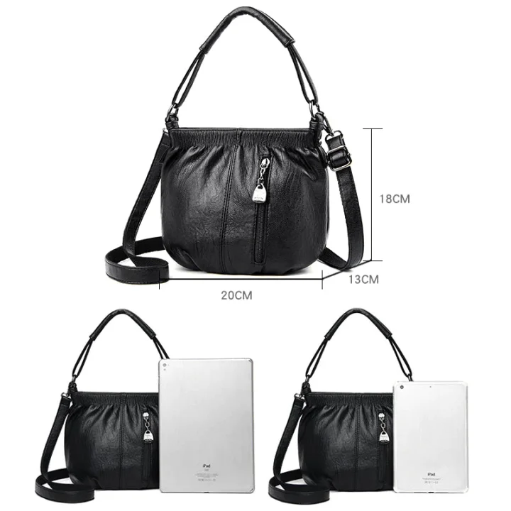 Borsa da donna plissettata in materiale morbido – Versatile, può essere portata a mano, a tracolla o a spalla 👜✨