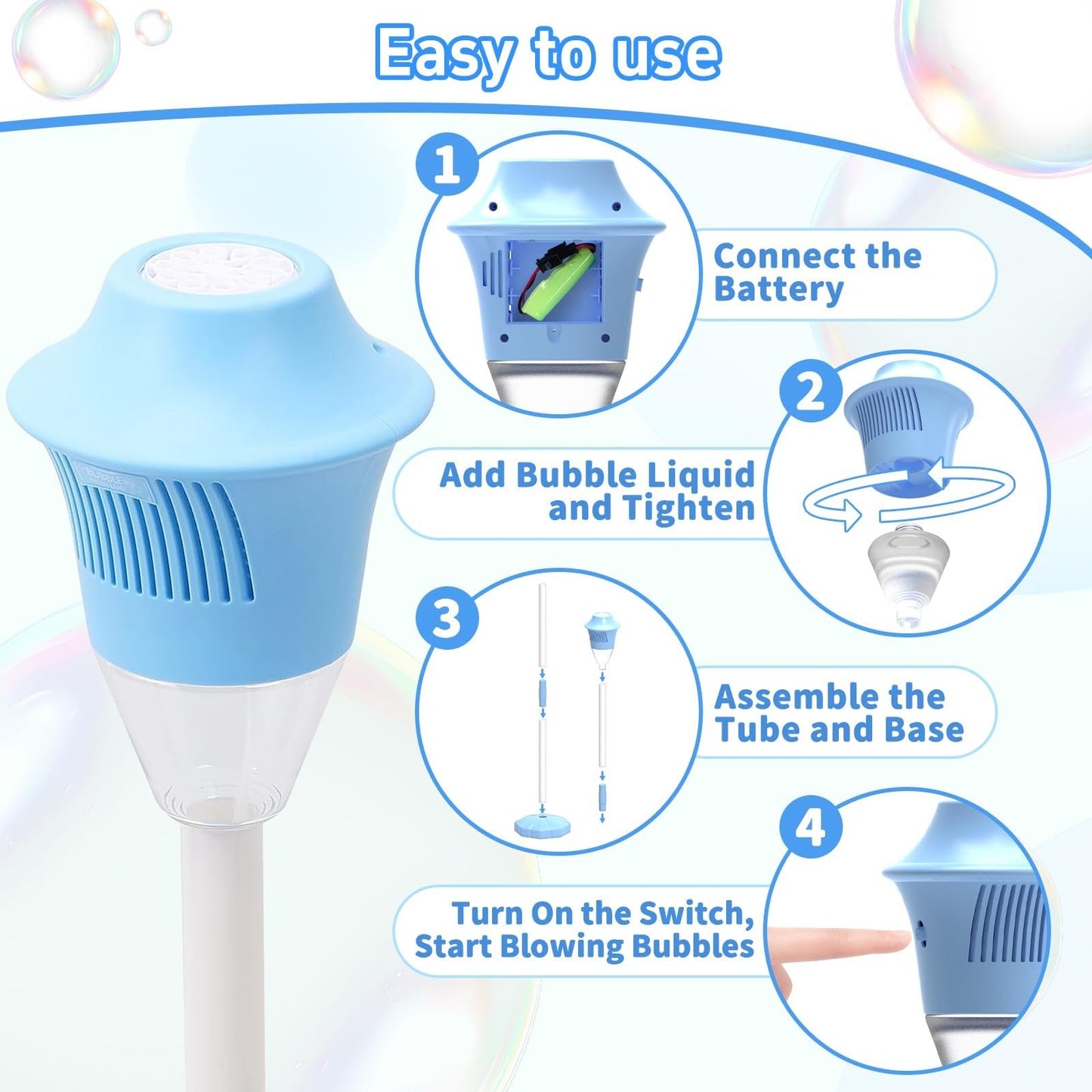 Macchina automatica per bolle in posizione verticale — Crea all'istante una pioggia di bolle da sogno! ✨