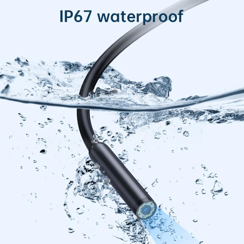 Telecamera endoscopica da 5 metri con luce per iPhone e Android, boroscopio impermeabile IP67 HD 480P con 8 luci LED regolabili, telecamera semi-rigida a serpente, 8 mm nera, strumento diagnostico