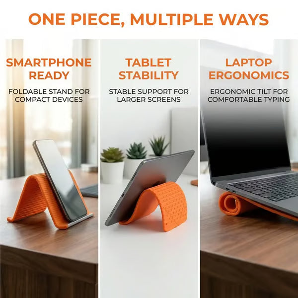 💻📱Supporto flessibile in silicone per telefono con base in alluminio | Supporto pieghevole e portatile, indispensabile per i viaggi: supporto pieghevole per cellulari e smartphone
