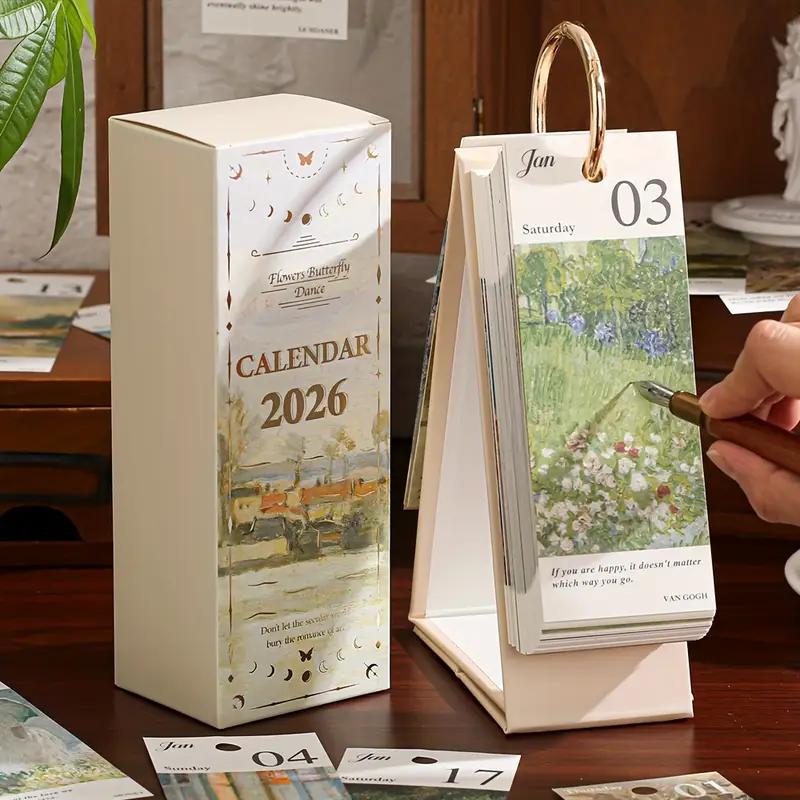 🎨 Calendario 2026 con pittura a olio in stile europeo vintage