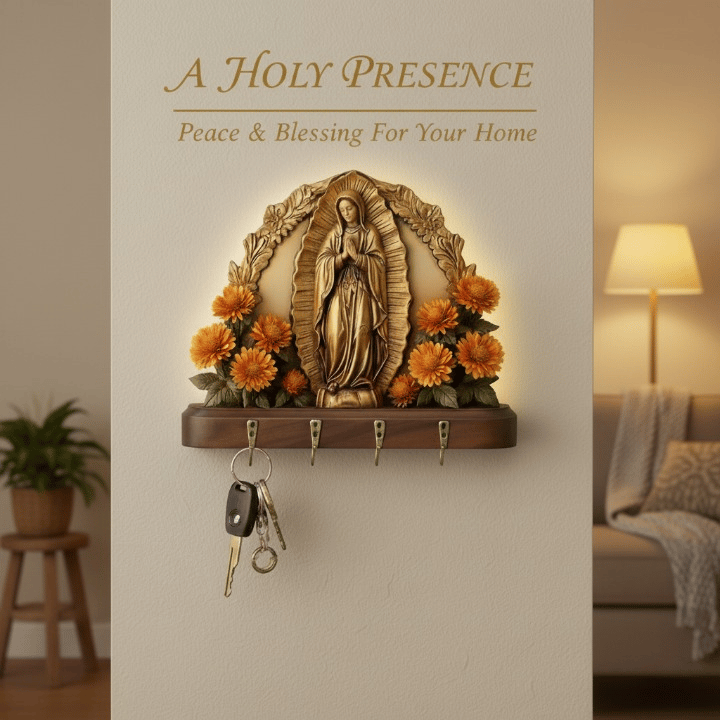 Portachiavi sacro con immagine della Madonna di Guadalupe