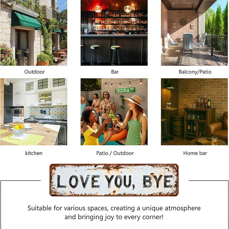 LOVE YOU, BYE | TI AMO, CIAO – Insegna da parete vintage in metallo