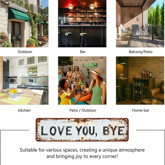 LOVE YOU, BYE | TI AMO, CIAO – Insegna da parete vintage in metallo