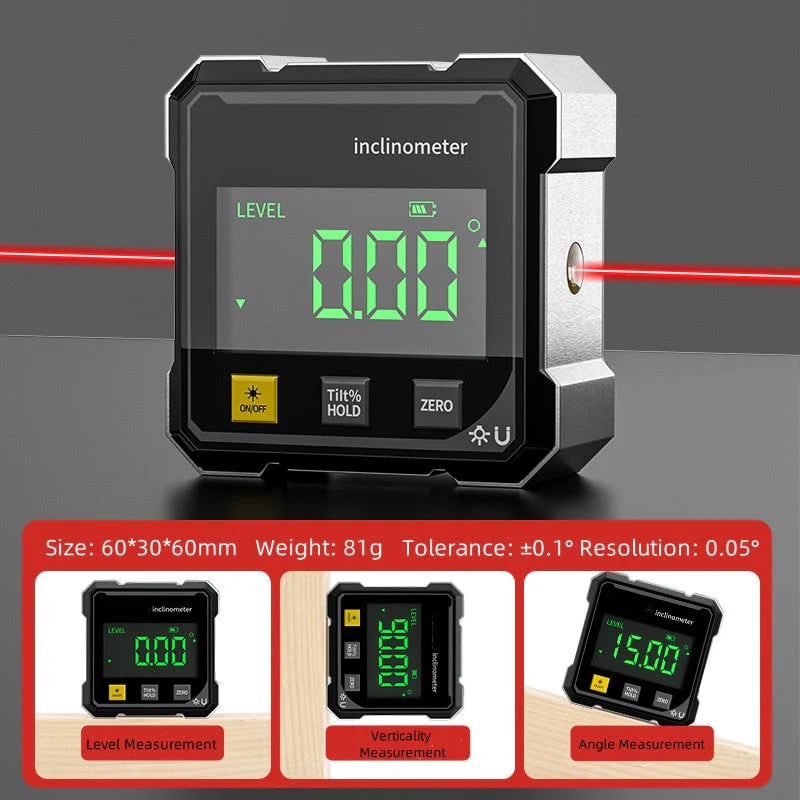 Misuratore angolare digitale magnetico a 4 lati con laser