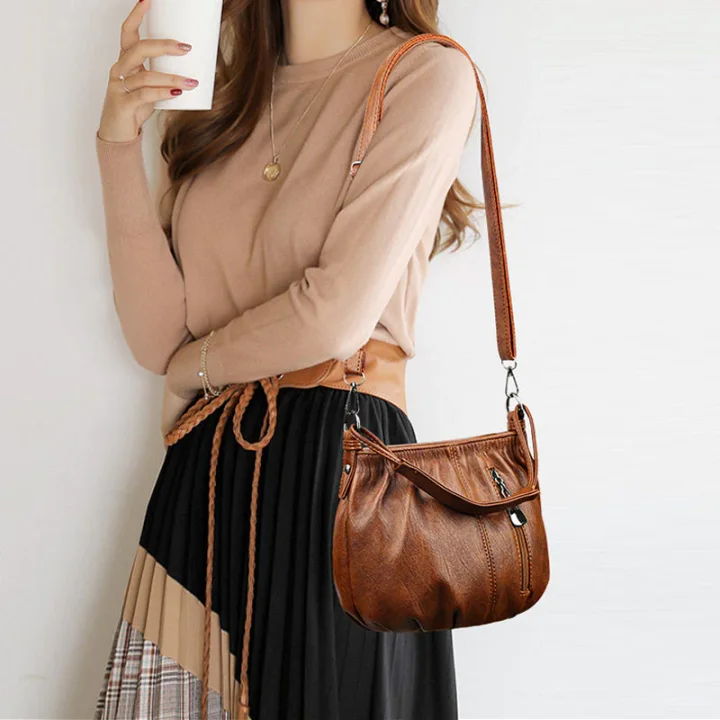 Borsa da donna plissettata in materiale morbido – Versatile, può essere portata a mano, a tracolla o a spalla 👜✨