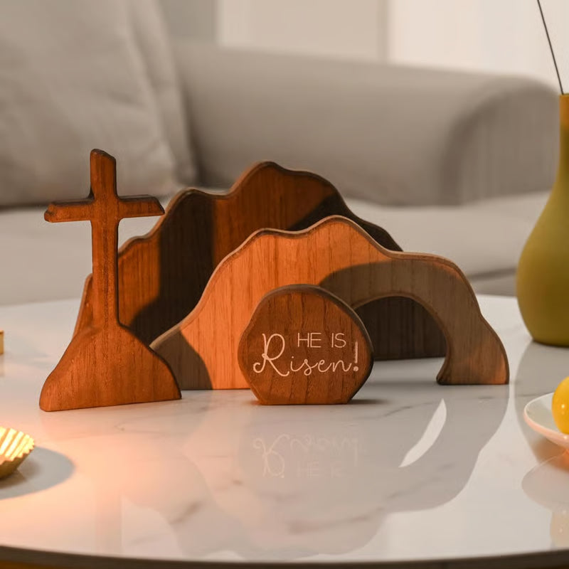 🔥Ultimo giorno 49% di sconto - La croce di legno della Resurrezione e la tomba vuota che ricordano alla tua famiglia il vero significato della Pasqua