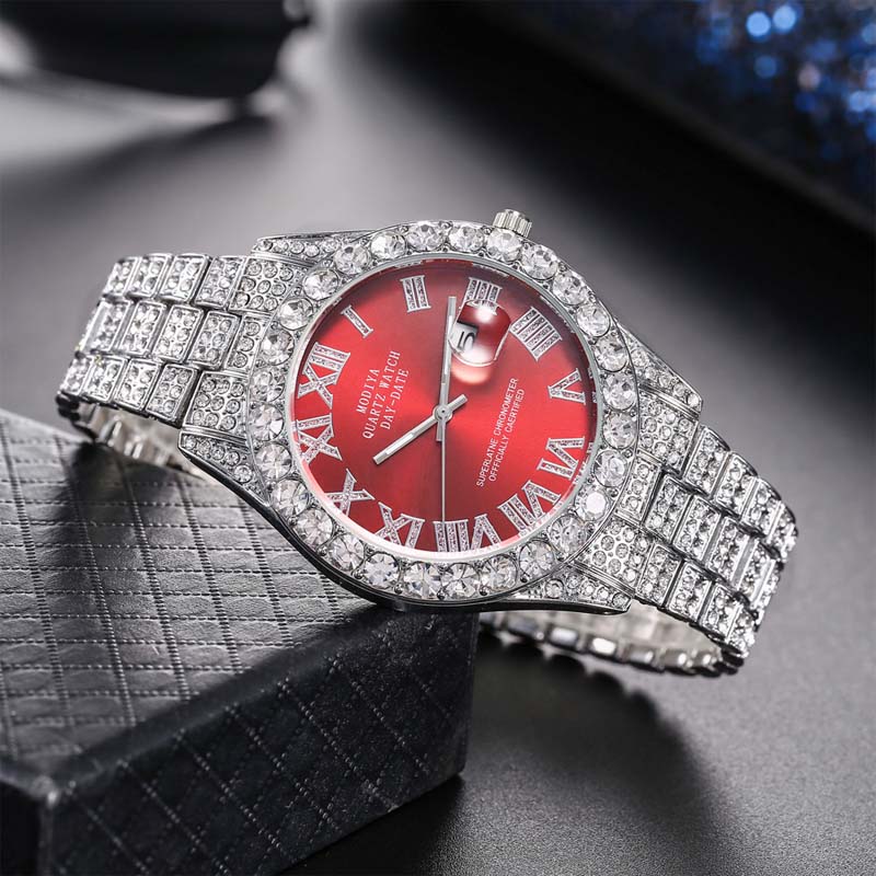 Orologio al quarzo da donna con cinturino in acciaio con stras