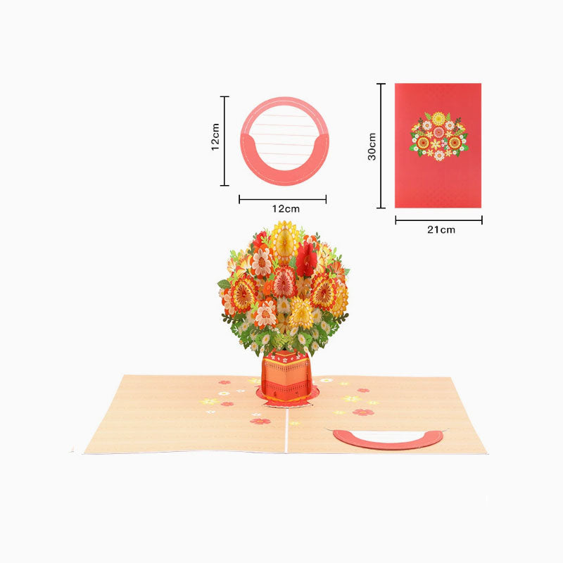 Biglietto con bouquet di fiori in carta 3D