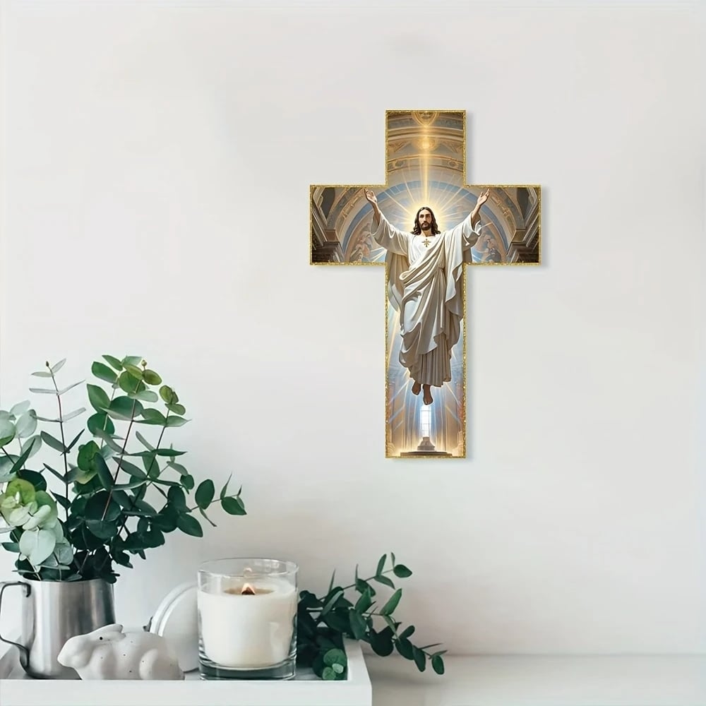 Croce da parete vintage in legno raffigurante Gesù Cristo