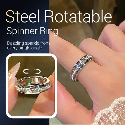 💖 Mega offerta del Black Friday – 50% di sconto!💖 Anello girevole realizzato in acciaio al titanio con zircon