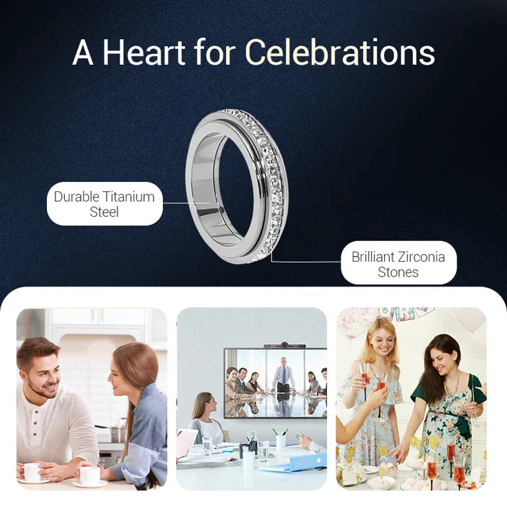 💖 Mega offerta del Black Friday – 50% di sconto!💖 Anello girevole realizzato in acciaio al titanio con zircon
