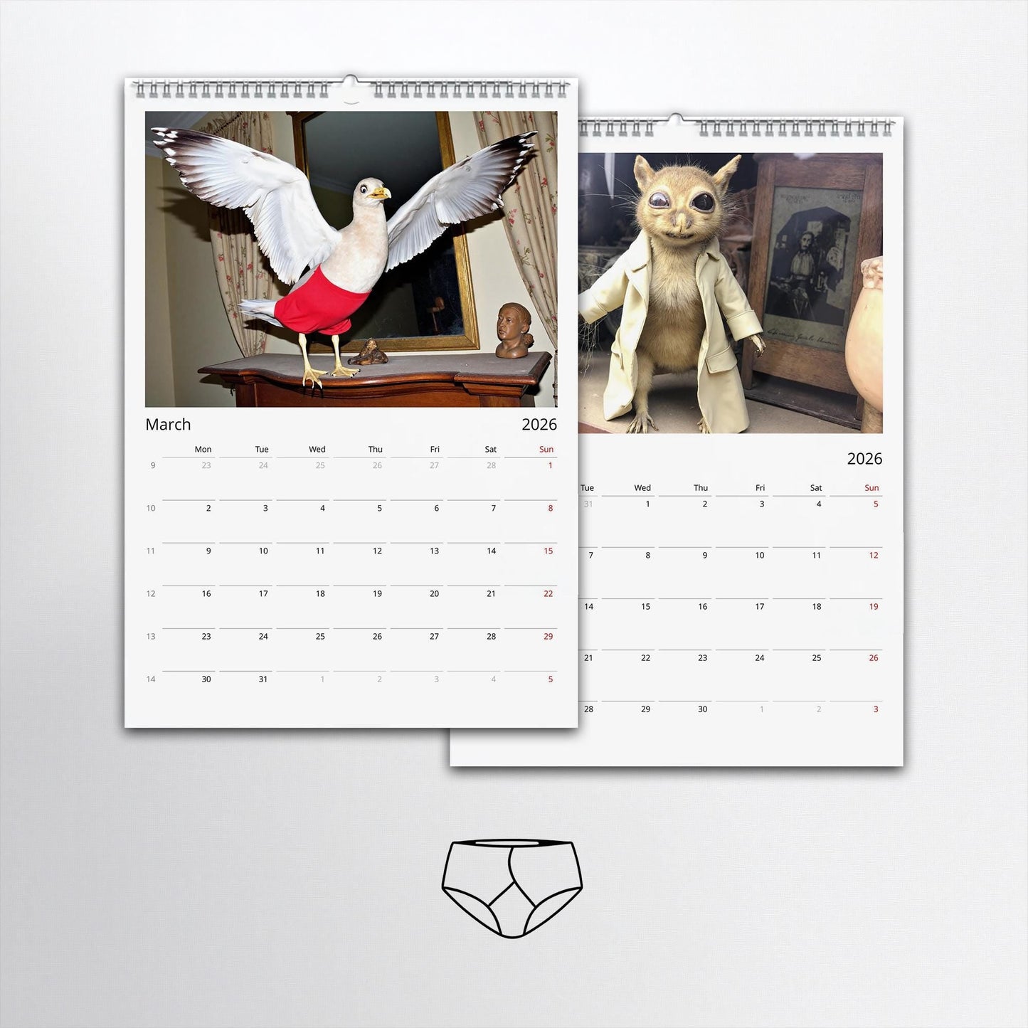 Calendario da parete 2026 Bad Taxidermy – Tassidermia bizzarra, disgustosa e esilarante🔥Saldi natalizi 49% di sconto🎄