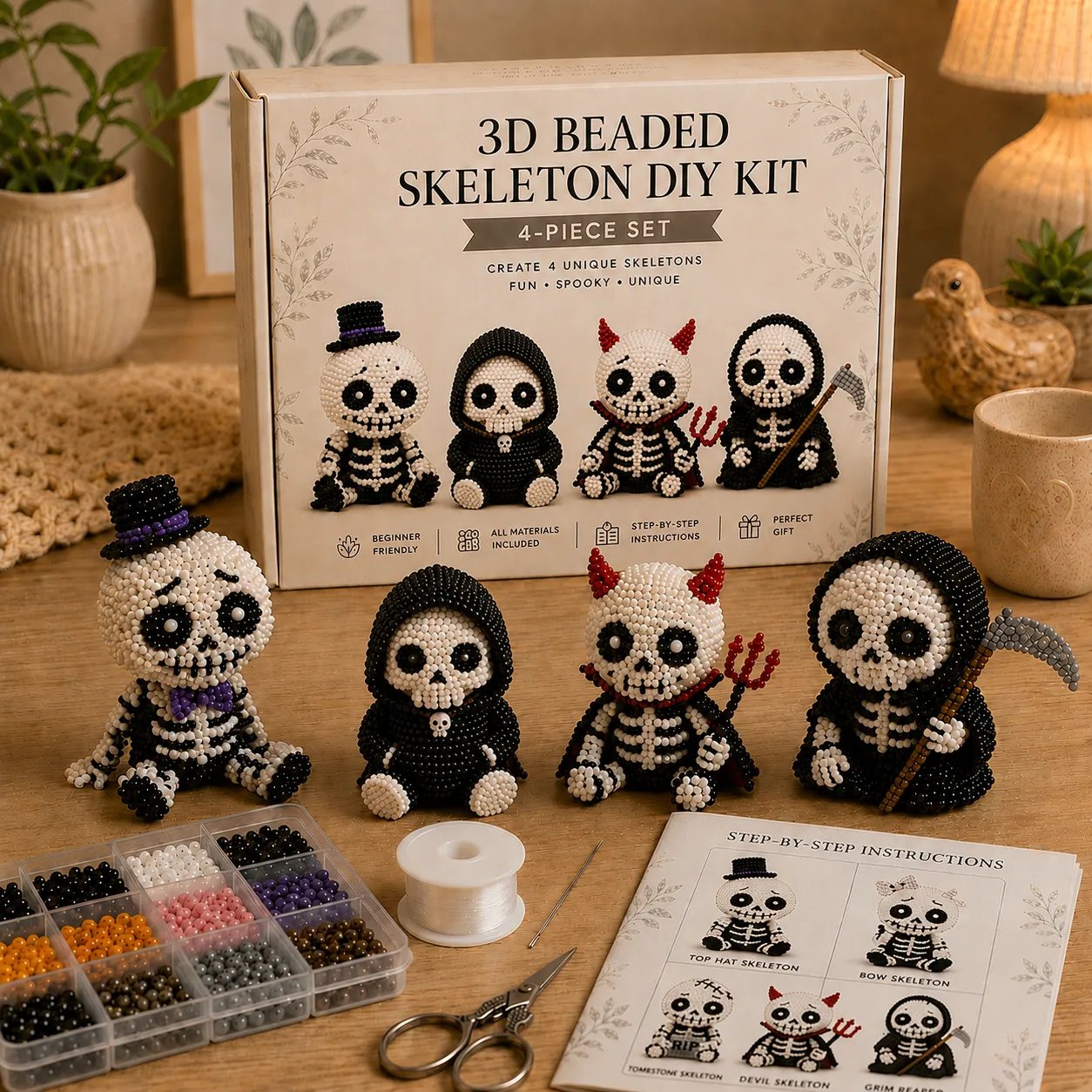🔥Ultimo giorno: 50% di sconto 💀 Kit fai da te per scheletro con perline 3D