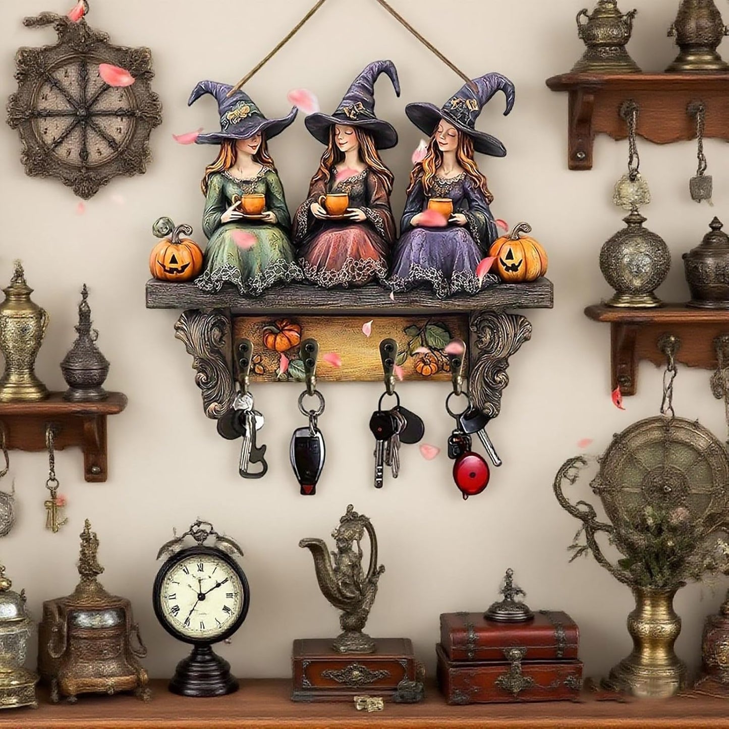 🎃2025 Halloween Strega Portachiavi Decorazione da Parete in Legno