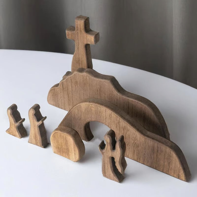 🔥Ultimo giorno 49% di sconto - La croce di legno della Resurrezione e la tomba vuota che ricordano alla tua famiglia il vero significato della Pasqua