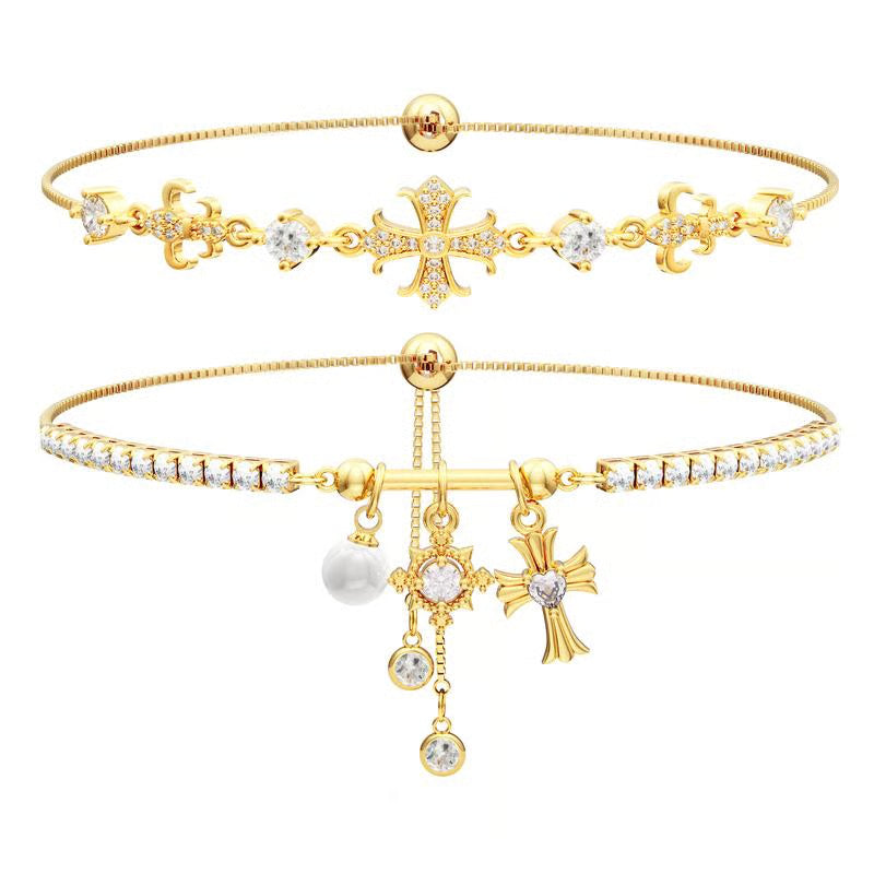 Braccialetti con croce a doppio strato a forma di fiocco di neve