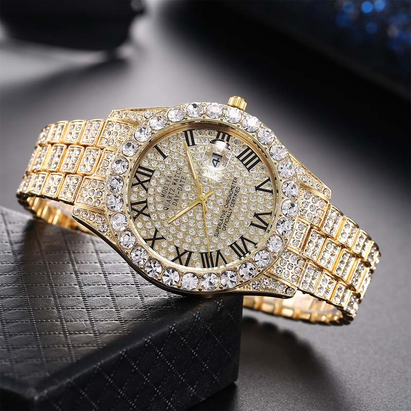 Orologio al quarzo da donna con cinturino in acciaio con stras