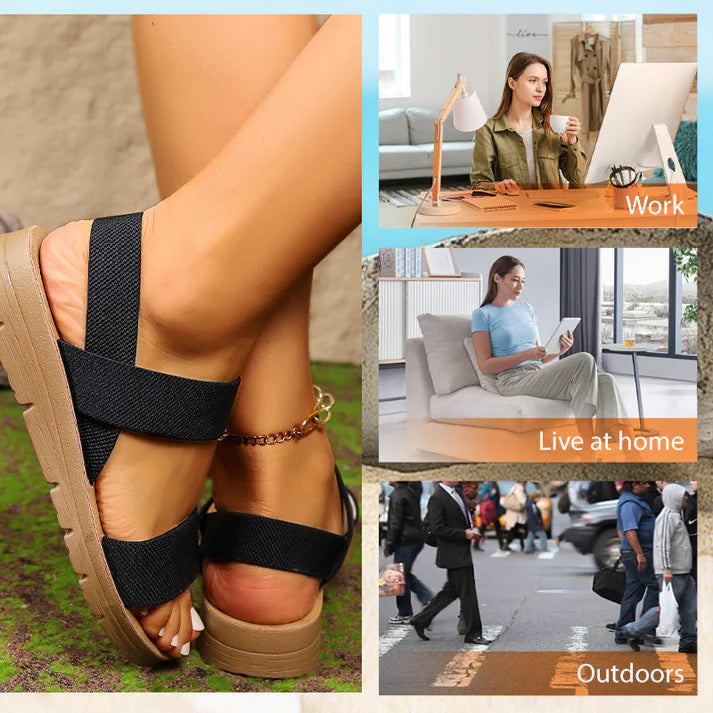 👡 SCONTO DEL 50%! 🔥 Sandali casual antiscivolo da donna con larghe fasce elastiche – Comodi, con suola ammortizzata e perfetti per le giornate di sole ☀️