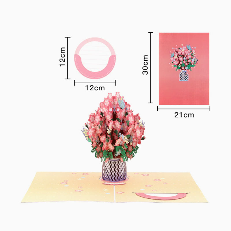 Biglietto con bouquet di fiori in carta 3D