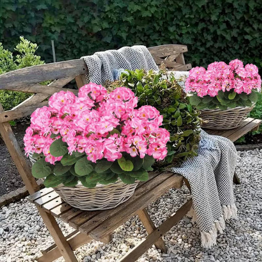 Gerani artificiali resistenti ai raggi UV – Fiori finti rossi da esterno per terrazze, giardini e decorazioni per la casa